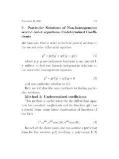 second order equations{Undetermined Coe - cients