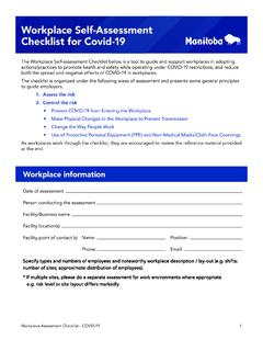 COVID-19 Workplace Assessment Checklist