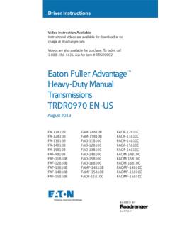 Eaton Fuller Advantage™ Heavy-Duty Manual Transmissions ...