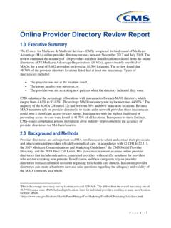 Online Provider Directory Review Report - cms.gov