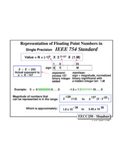 Representation of Floating Point Numbers in Single ...