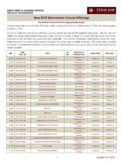 Mini-mester Course Offerings - Texas A&amp;M University