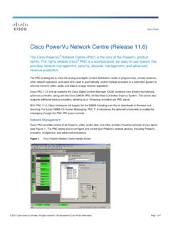 Cisco PowerVu Network Centre (Release 11.6) Data Sheet