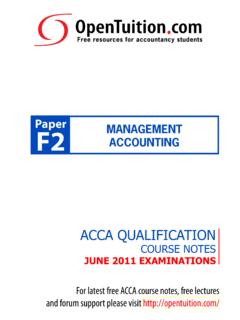 ACCA Paper F2 Management Accounting