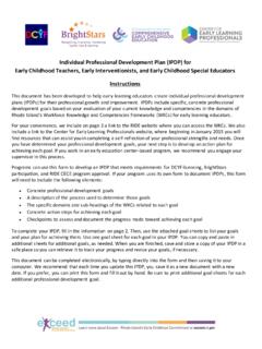 Individual Professional Development Plan (IPDP) for Early ...