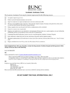 Academic Assistance Form - UNC Medical Center