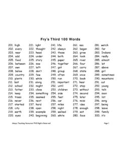 Fry’s Third 100 Words - Unique Teaching …