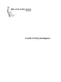 POLICY DEVELOPMENT GUIDE - Office of the …