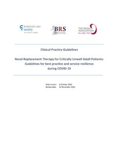 Clinical Practice Guideline: RRT for Critically ... - Renal