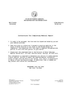 Instructions for Completing Medical Report - NCDOT