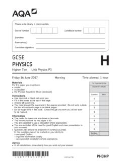 GCSE Physics Question paper Unit 03 - Physics June 2017