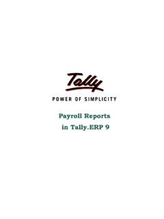 Payroll Reports in Tally.ERP 9 - Tally Solutions