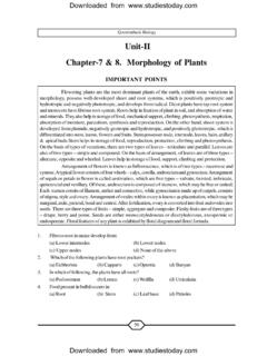 Unit-II Chapter-7 &amp; 8. Morphology of Plants