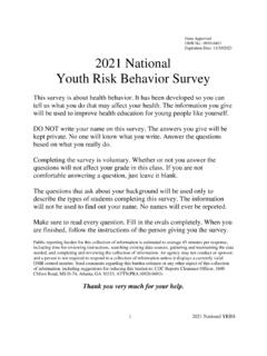 2021 National Youth Risk Behavior Survey