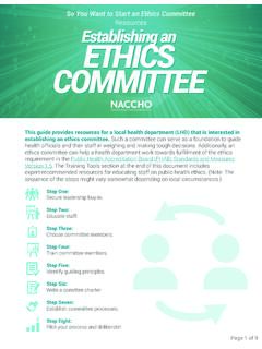 Establishing an Ethics Committee - A Step by Step Guide