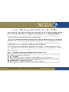 Summary of Key Changes to NCUA’s Member …
