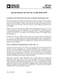 MT-053: Op Amp Distortion: HD, THD, THD + N, …