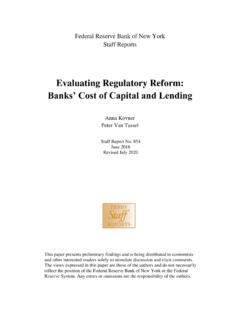Regulatory Changes and the Cost of Capital for Banks