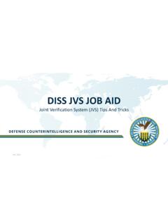 DISS JVS JOB AID - Defense Counterintelligence and ...