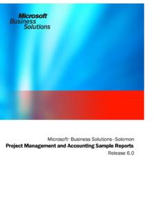 Microsoft Business Solutions–Solomon Project Management ...