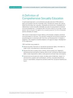 A Definition of Comprehensive Sexuality Education