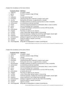 Chapter One Vocabulary List for Career Choices