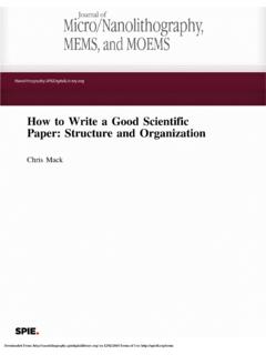 How to Write a Good Scientific Paper: Structure and ...