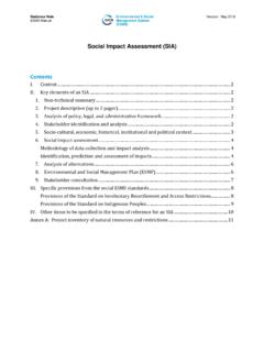 Social Impact Assessment (SIA) Contents