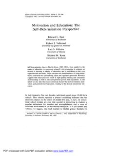Motivation and Education: The Self-Determination Perspective
