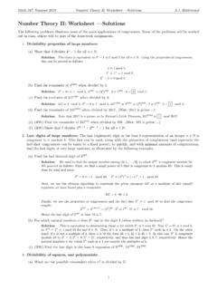 Number Theory II: Worksheet |Solutions