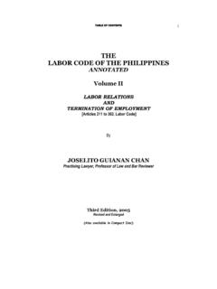 THE LABOR CODE OF THE PHILIPPINES ANNOTATED