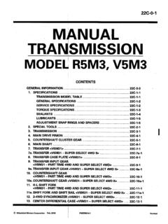 TRANSMISSION Workshop Manual FR M/T (W-E)