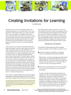 Creating Invitations for Learning - ChildCareExchange.com