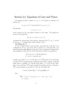 Section 2.4: Equations of Lines and Planes