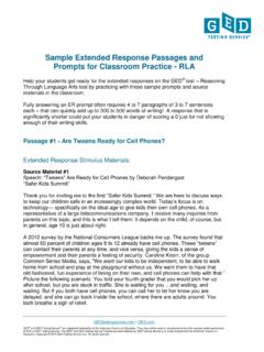 Sample Extended Response Passages and Prompts for ...