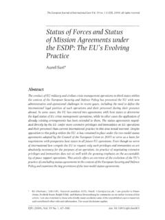 Status of Forces and Status of Mission Agreements under ...