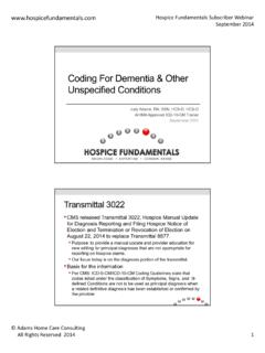 Coding for Dementia and other unspecified conditions ...