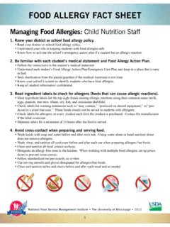 Food Allergy FAct Sheet - School Nutrition Services