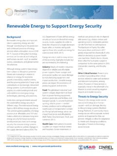Renewable Energy to Support Energy Security