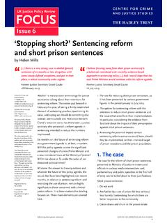 Sentencing Reform and Short Prison Sentences