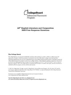 AP English Literature and Composition 2009 Free-Response ...