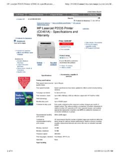 HP LaserJet P2035 Printer (CE461A) specifications - HP ...