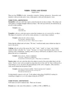 Verbs-Types and Tenses - Texas State University