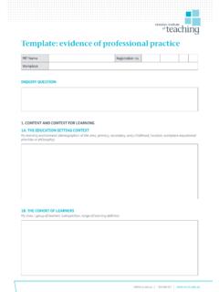 Template: evidence of professional practice