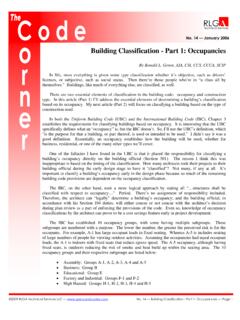 Building Classification - Part 1: Occupancies