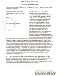 PROTECTIVE COVENANTS OF CATHEDRAL PEAK …