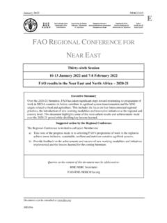 FAO Results in the Near East and North Africa Region- 2020-21