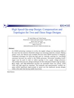 High Speed Op-amp Design: Compensation and ... - …