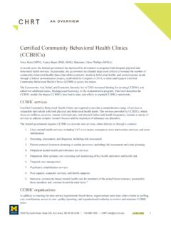 Certified Community Behavioral Health Clinics (CCBHCs)