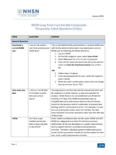 NHSN Long Term Care Facility Component Frequently …